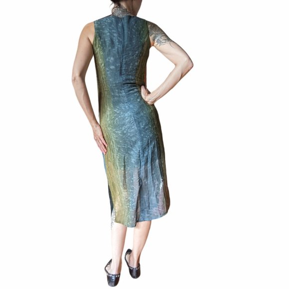 Ou Empereur Ou Rien Green and blue sleevless midi dress - Picture 6 of 16